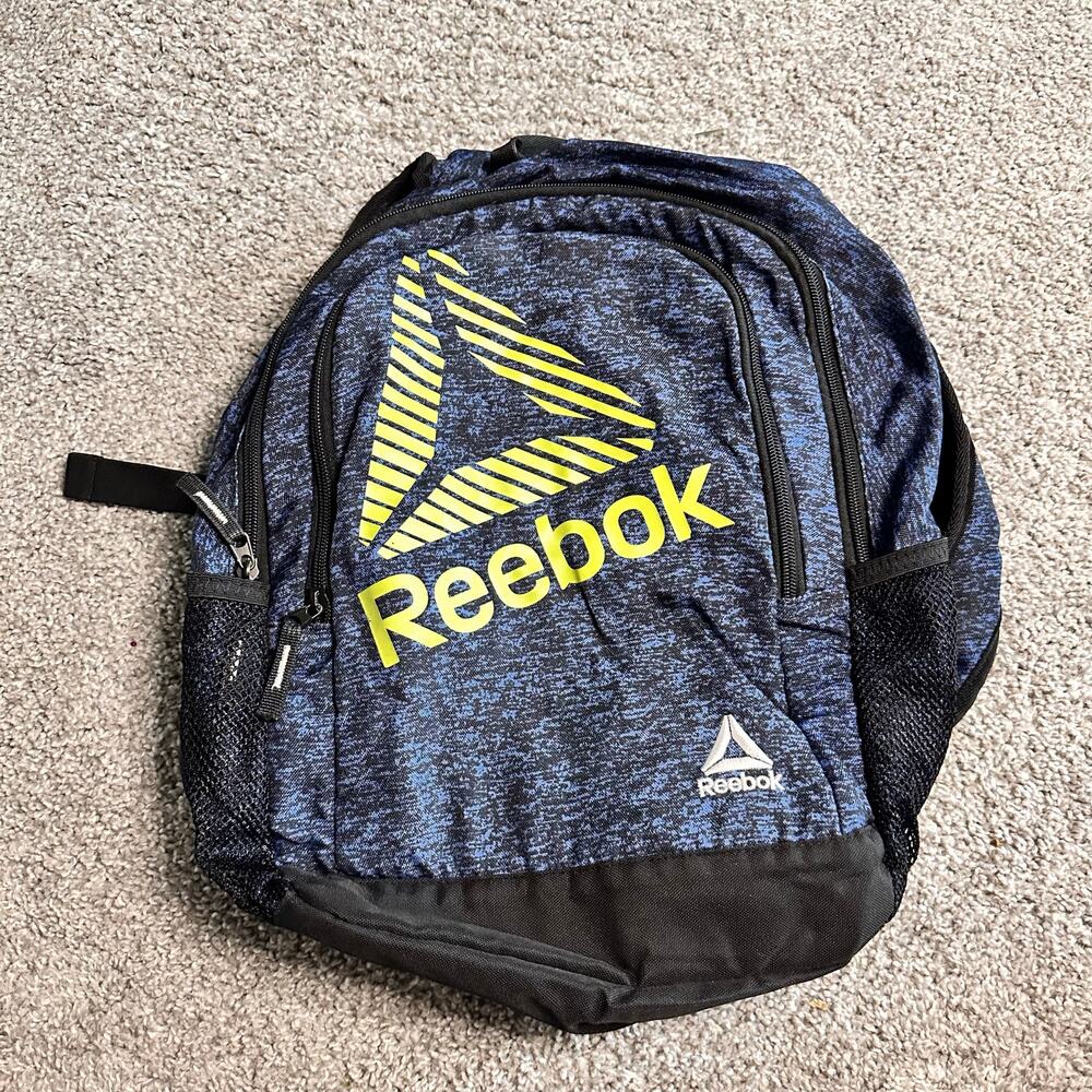 Reebok Marley Backpack Zippered Book Bag Black/Navy Spacedye